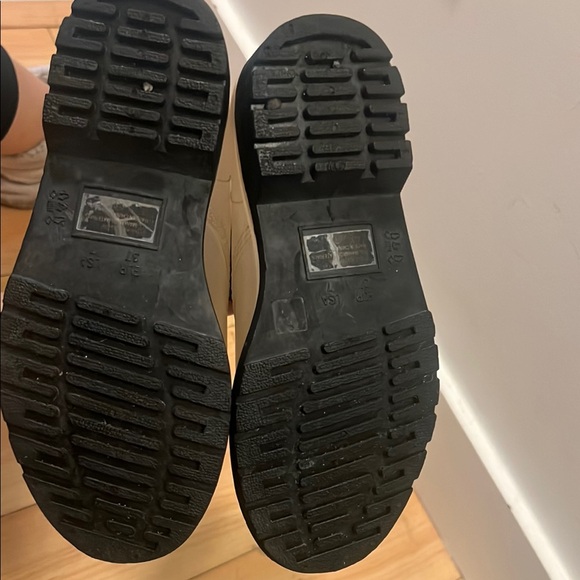 Black Combat Boots with Translucent Design and Rounded Toe - Picture 5 of 5